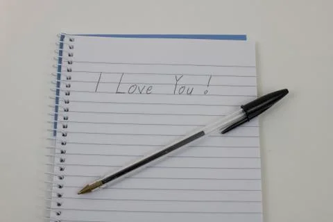I love you on Notepad Stock Photos