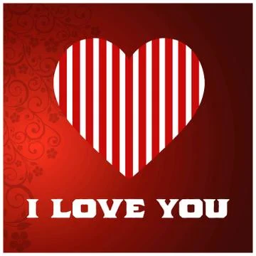 I love you with red pattern background Stock Illustration