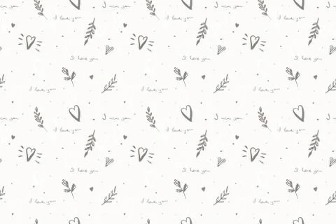 I love you seamless pattern. Handwritten love message texture. Romentic print Stock Illustration