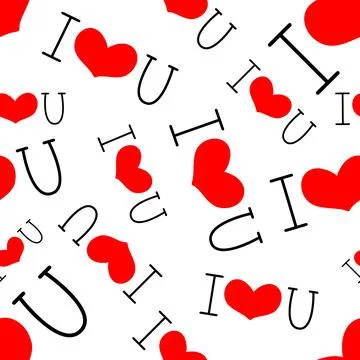 I love you seamless pattern. Vector illustration in doodle style. Stock Illustration