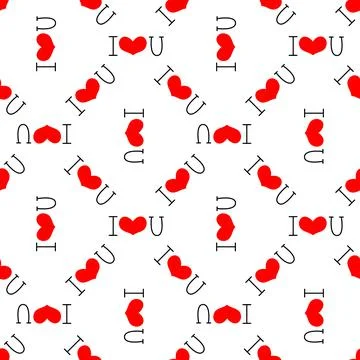 I love you seamless pattern. Vector illustration in doodle style. Stock Illustration