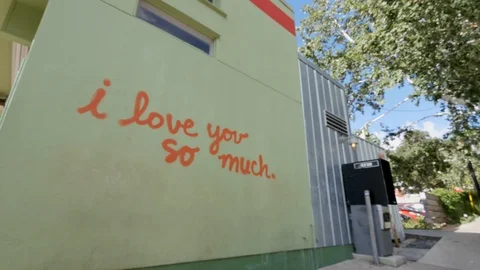 I Love You So Much Mural Austin TX Wide Angle Stock Footage