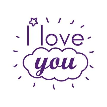 I love you text with cloud line style icon vector design Ilustração Stock
