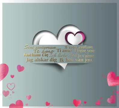 I love you text in different Europian languages Stock Illustration