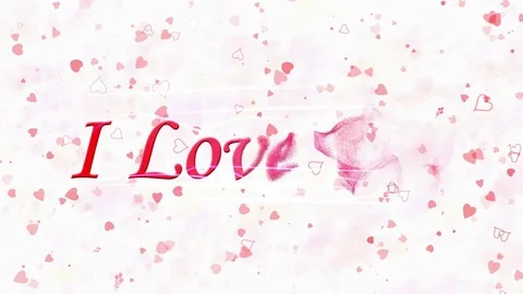 "I Love You" text formed from dust and turns to dust horizontally on white Stock Footage 71409322