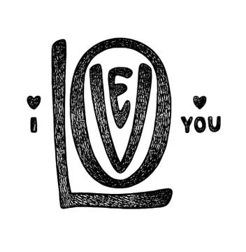 I love you text. Stock Illustration