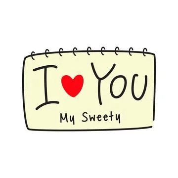 I love you text notebook Stock Illustration