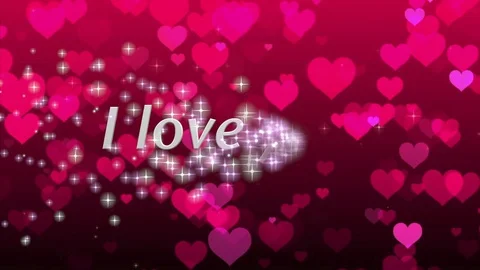 I love you Text over red hearts Video stock 87302272