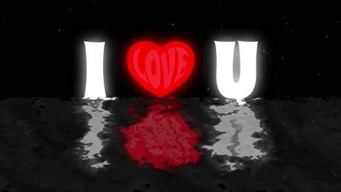 I Love You Text with Red Hearts Intro and Outro Motion Graphic Template Video stock 170614627