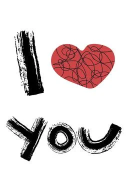 I love you. Vector design with heart symbol and text. Stock Illustration