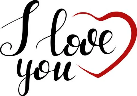 I love you, vector. Hand lettering declaration of love. Ilustración de archivo