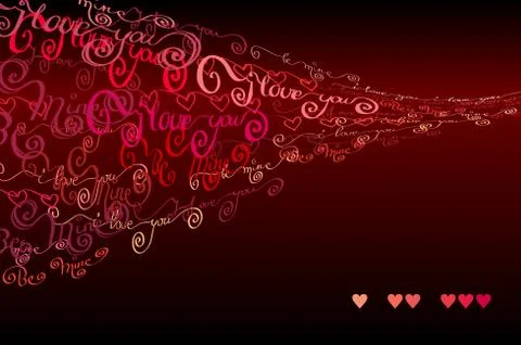 I love you words background. Valentines card Stock Illustration
