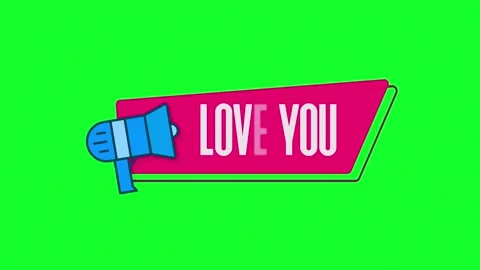 I love youmegaphone with speech bubble, flat text banner intro outro. I love you Видео 153855448