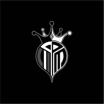 I M circle monogram logo emblem style with clown crown shape vector decoratio Stock Illustration