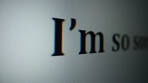 I m so sorry to hear that. Close-up text on monitor Vídeo Stock 231652659
