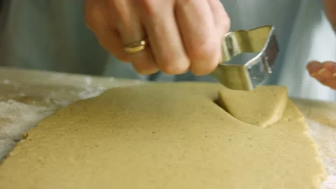 I make the shape of a Bell out of dough. The BEST homemade Gingerbread Cookie Stock Footage 165366832