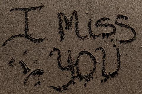 I miss you, sand script Stock Photos