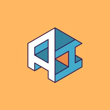 A I  monogram lettering with perspective geometric concept Stock Illustration