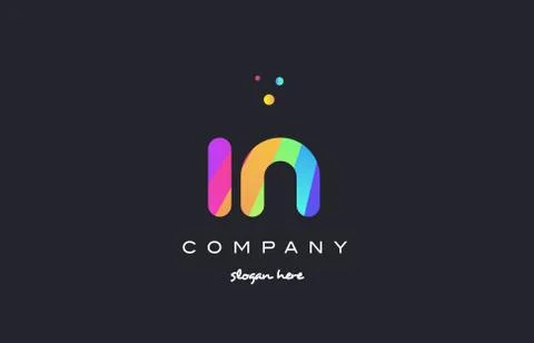 In i n  colored rainbow creative colors alphabet letter logo icon Stock Illustration