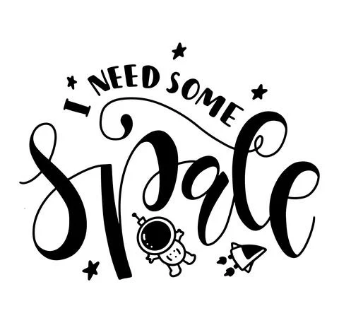 I need some space - black vector illustration isolated on white background Stock Illustration