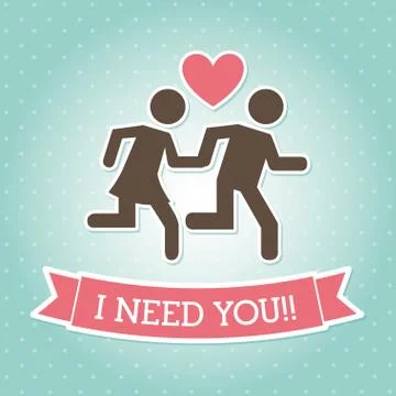 I need you over blue background vector illustration Stock Illustration