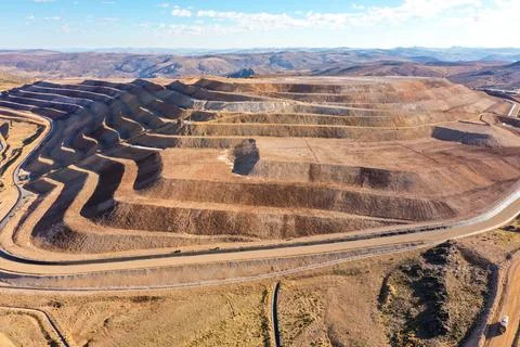 I open pit mine leaching pad Stock Photos