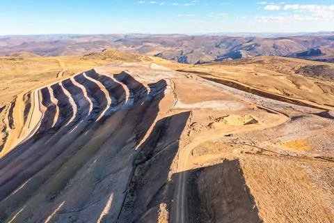 I open pit mine leaching pad Stock Photos