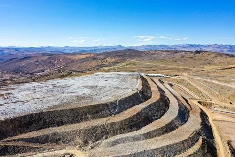 I open pit mine leaching pad Stock Photos