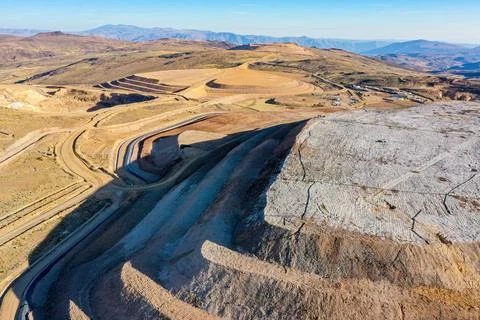 I open pit mine leaching pad Foto stock