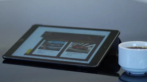 I-pad with white cup of coffee Stock Footage 74570375
