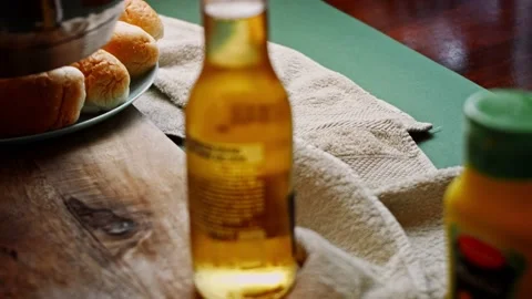 I put the BBQ Brats mixture on the table. 4k homemade video Stock Footage 159502142