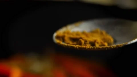 I put half a spoonful of cumin in the pilaf. 4k video Stock Footage 157184167