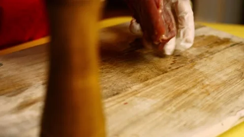 I put tender beef on the table. I use loft wooden board Stock Footage 156297909
