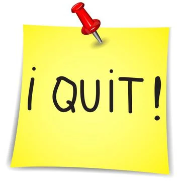 I quit word on a Note Paper with pin on white Stock Illustration