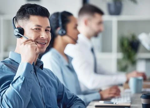 I quite enjoy being a problem solver. Portrait of a young call centre agent Foto stock