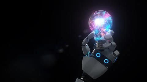 A.I. Robot Hand Bulb Stock Illustration