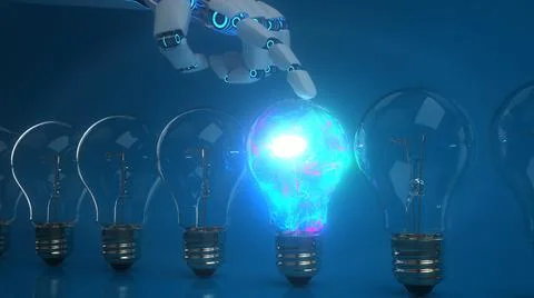 A.I. Robot Hand Bulb Stock Illustration