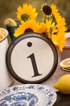 "I" Rustic Table Setting Plate Stock Photos