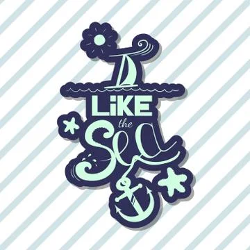 I Like The Sea Sticker Stock Illustration