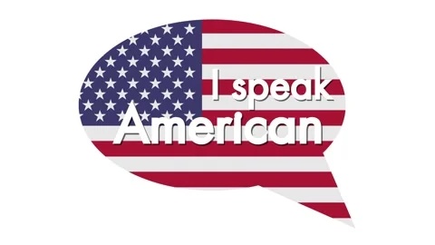 I speak american. Text inside speech bubble with USA flag. Animated illustr.. Stock Footage 283534396