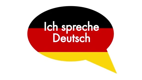 I speak german. Text inside speech bubble with Germany flag. Animated illus.. Stock Footage 283534415