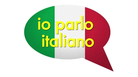 I speak italian. Text inside speech bubble with Italy flag. Animated illust.. Stock Footage 283534427