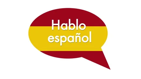 I speak spanish. Text inside speech bubble with Spain flag. Animated illust.. Stock Footage 283534442