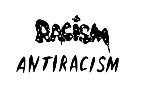 I stand against racism - vector lettering doodle handwritten on theme of anti Stock Illustration