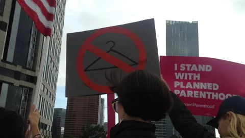 I Stand With Planned Parenthood Protest Abortion Bans Stock Footage Stock Footage 157839319