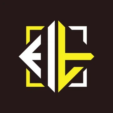 I T Initials quadrangle monogram with square Stock Illustration