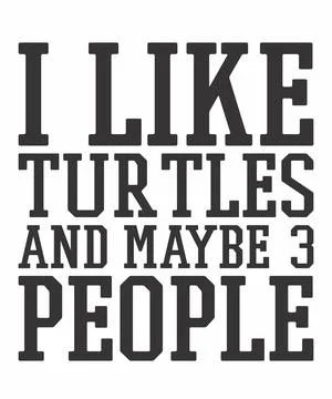 I Like Turtles and Maybe 3 People Stock Illustration