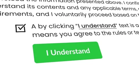 I understand button and accepting the terms and conditions Stock Footage 340628372