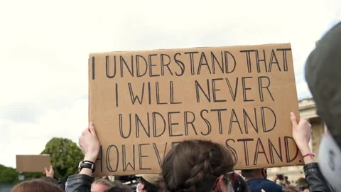 "I understand that I will never understand, however I stand" sign Stock Footage 132316011