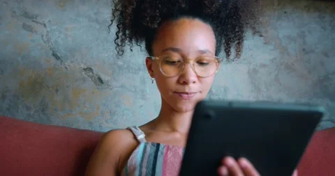 I use my tablet for everything stock video Stock Footage 218370723